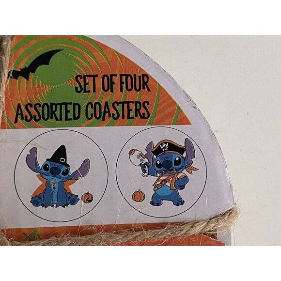 Set Of 4 Disney Stitch Halloween Costumes Ceramic Coasters Pumpkin Vampire Witch - Picture 6 of 8